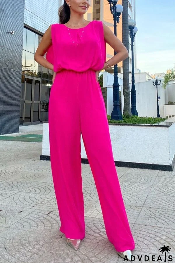 So Easy To Chic Elastic Waist Lace-up Back Jumpsuit