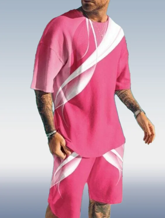 Suitmens Men's Art Pink Shorts Suit