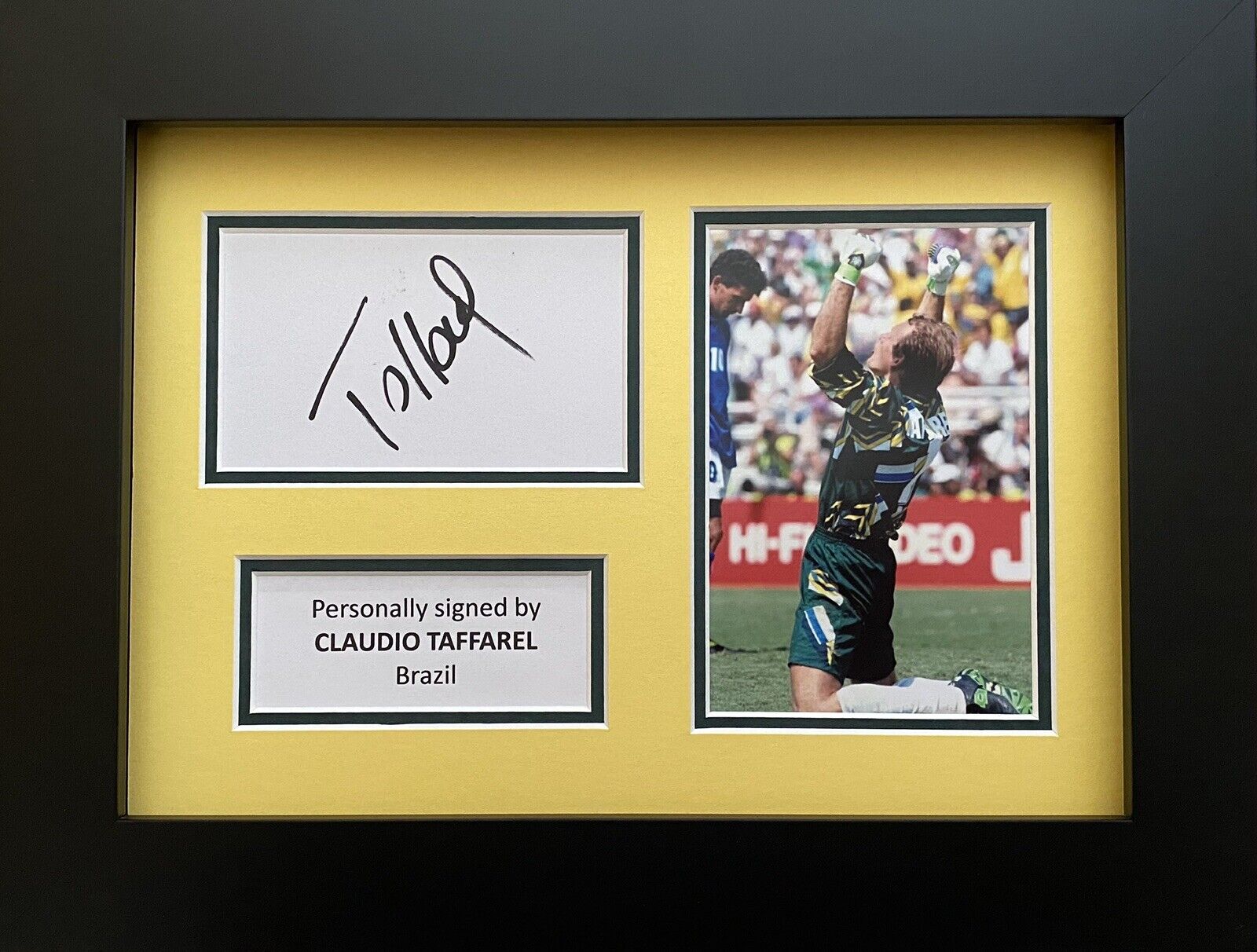 Claudio Taffarel Hand Signed White Card In A4 Brazil Frame Display