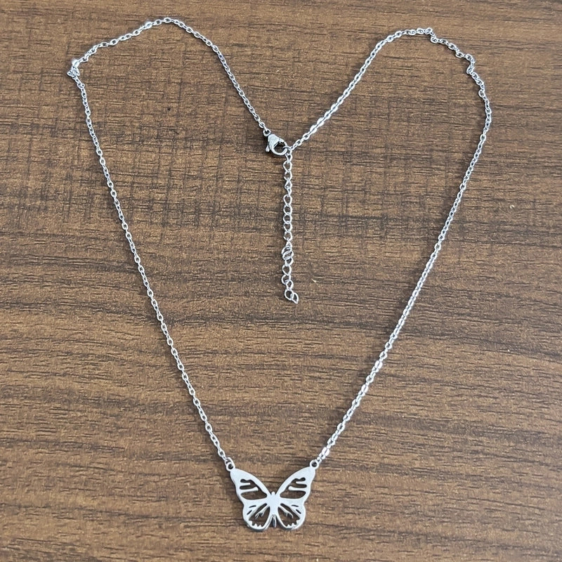 Sweet Minimalist Cat Butterfly Airplane 304 Stainless Steel 18K Gold Plated Plating Pendant Necklace