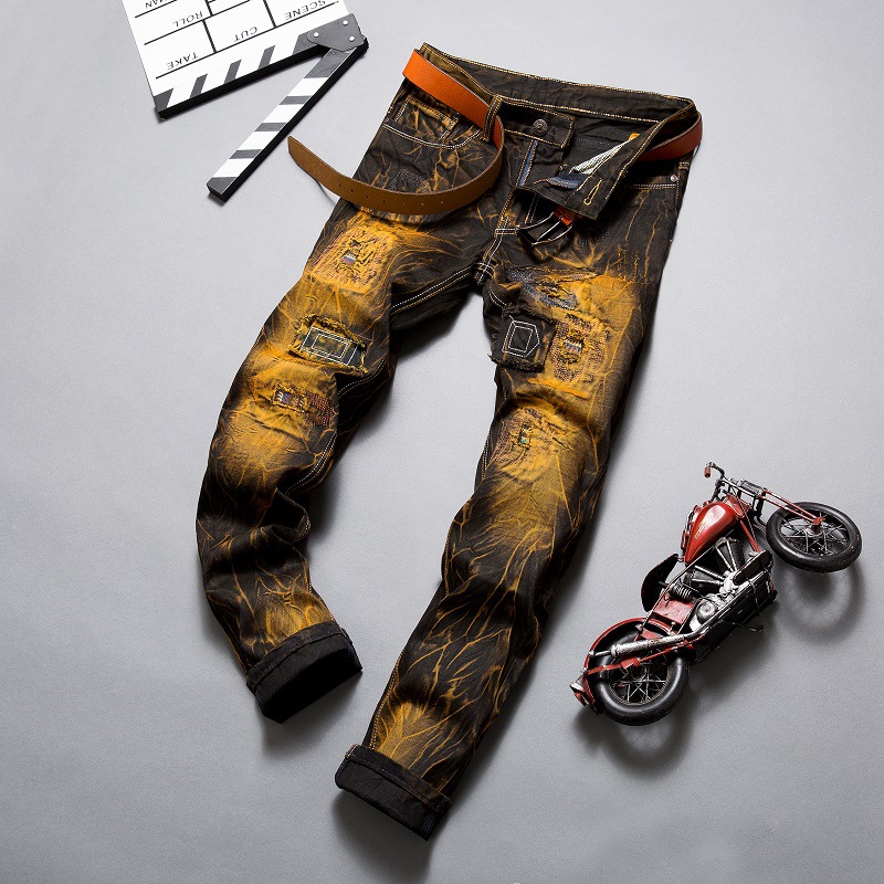 Men's Ripped Vintage Biker Jeans