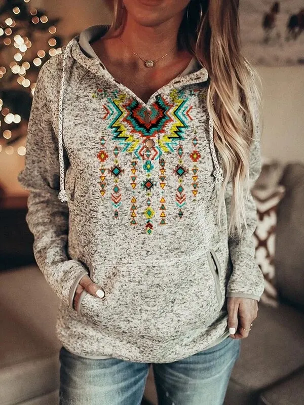 New ethnic pattern printed women's sweater