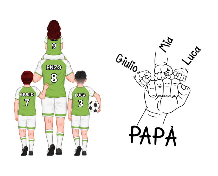 Papà Portachiavi calcio con immagine e nomi personalizzati regalo per papà