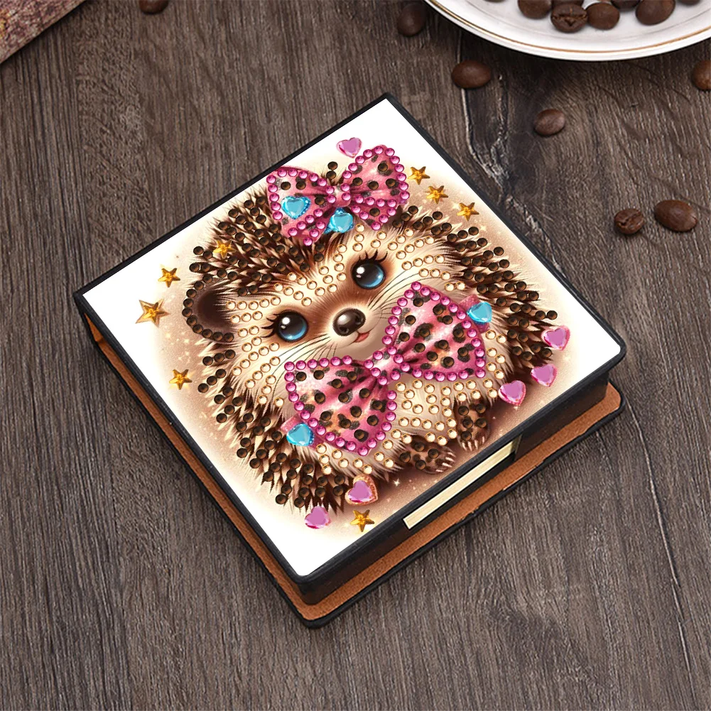 PU 5D Diamond Painting Kit Note Box DIY Diamond Art Notepad Box (Hedgehog)
