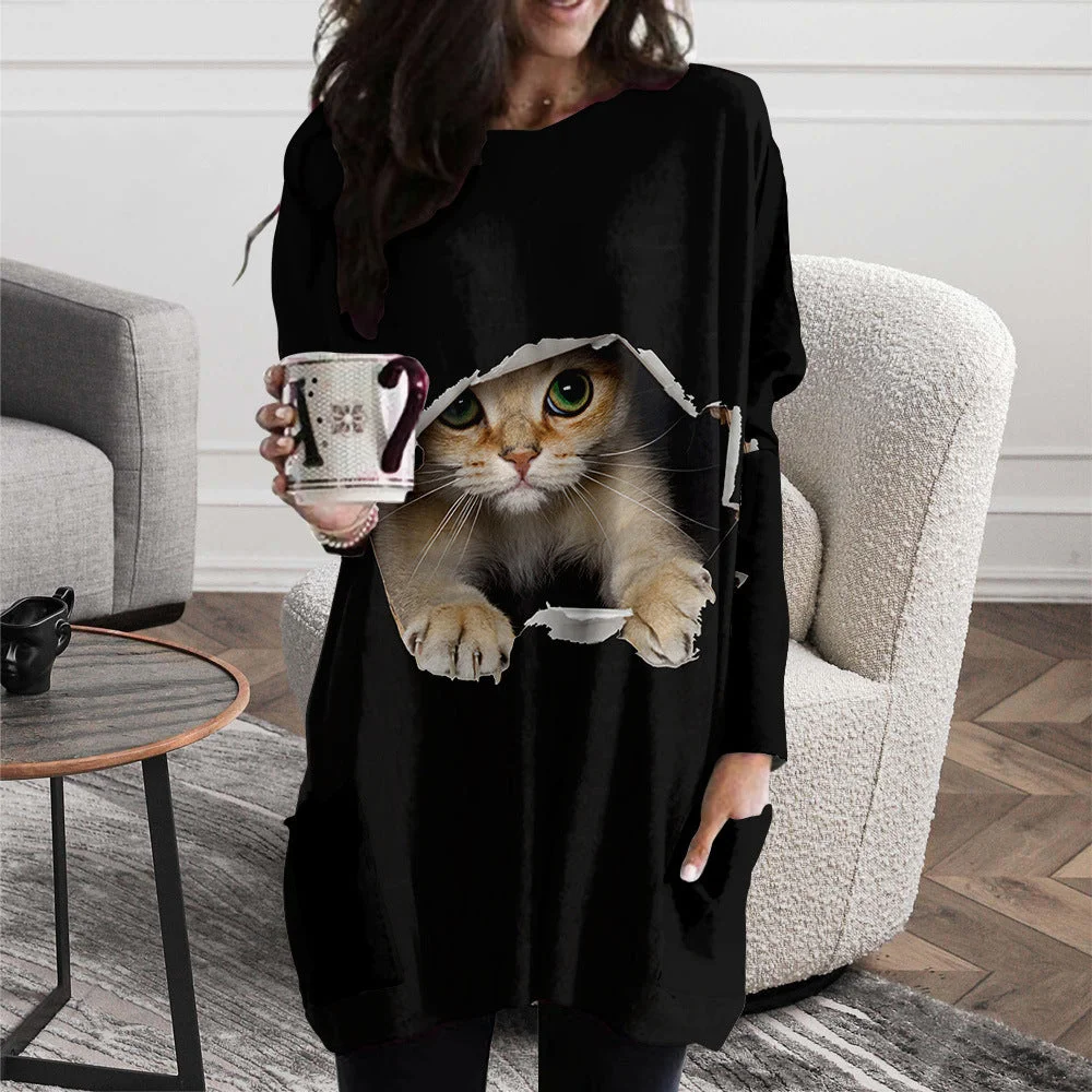 Cat Print Dress | EGEMISS