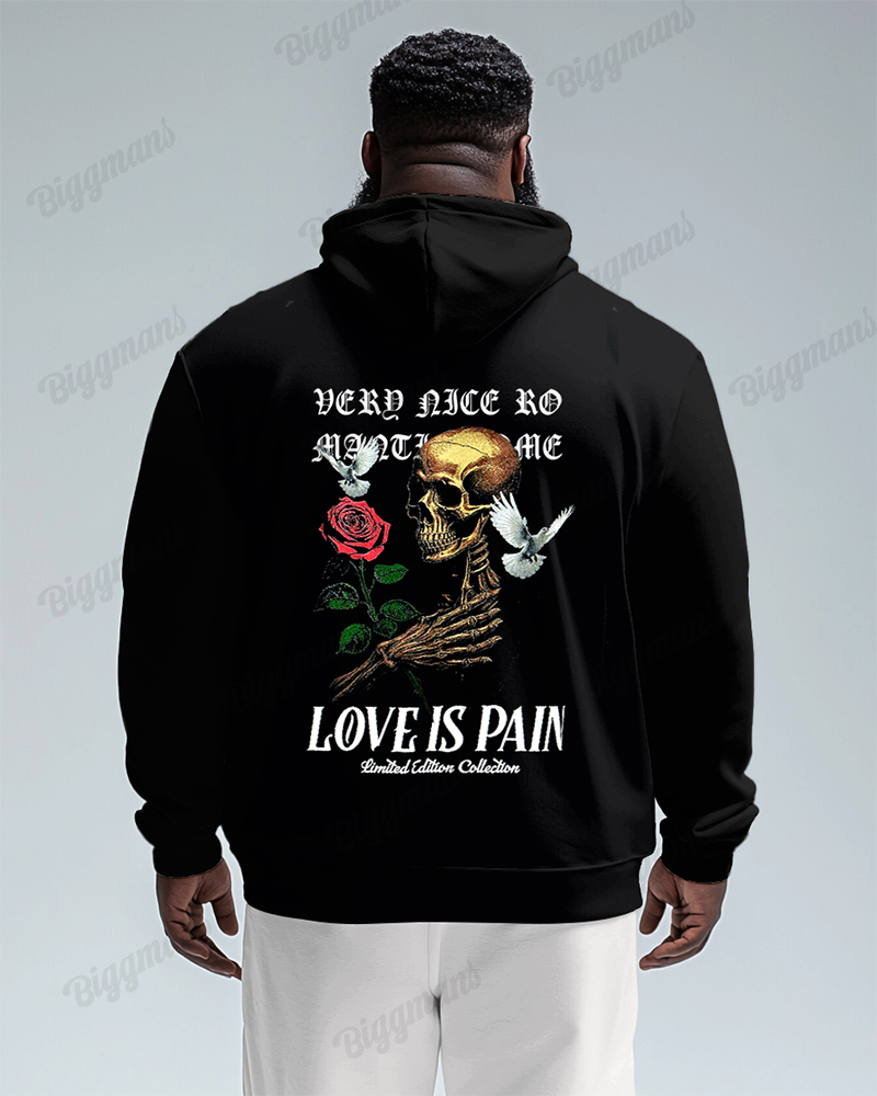 Print Front And Back Skull Oversized Cotton Hoodie