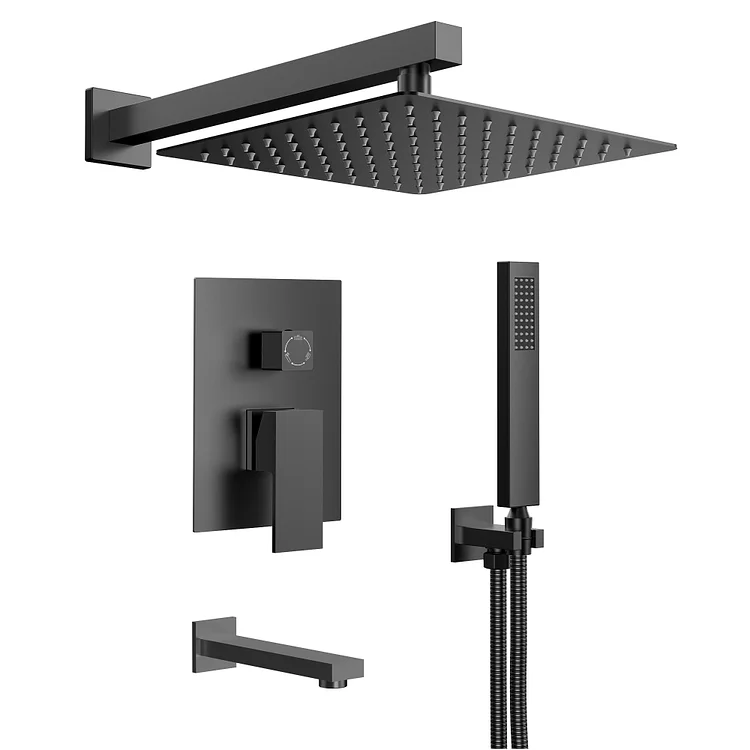 EVERSTEIN Shower Head and Faucet Combos in Matte Black M6603BI-B10BL