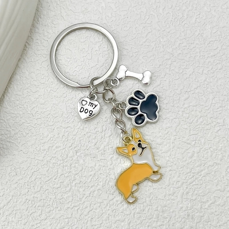 Casual Cute Minimalist Dog Alloy Enamel Keychain