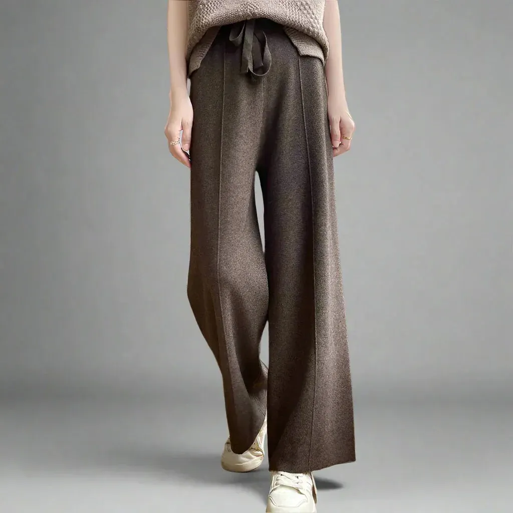 Women's Cashmere Wide-Leg Trousers &ndash; Drawstring Lounge Luxury &ndash; view 2