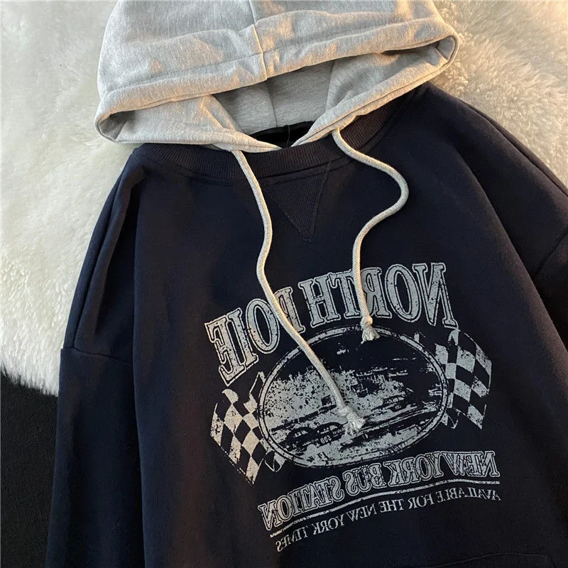 Vstacam Autumn outfits Oversized Letter Printing Sweatshirts Women Fashion Vintage Casual Pullovers Hoodies Anime Y2k Spring Autumn Streetwear Women