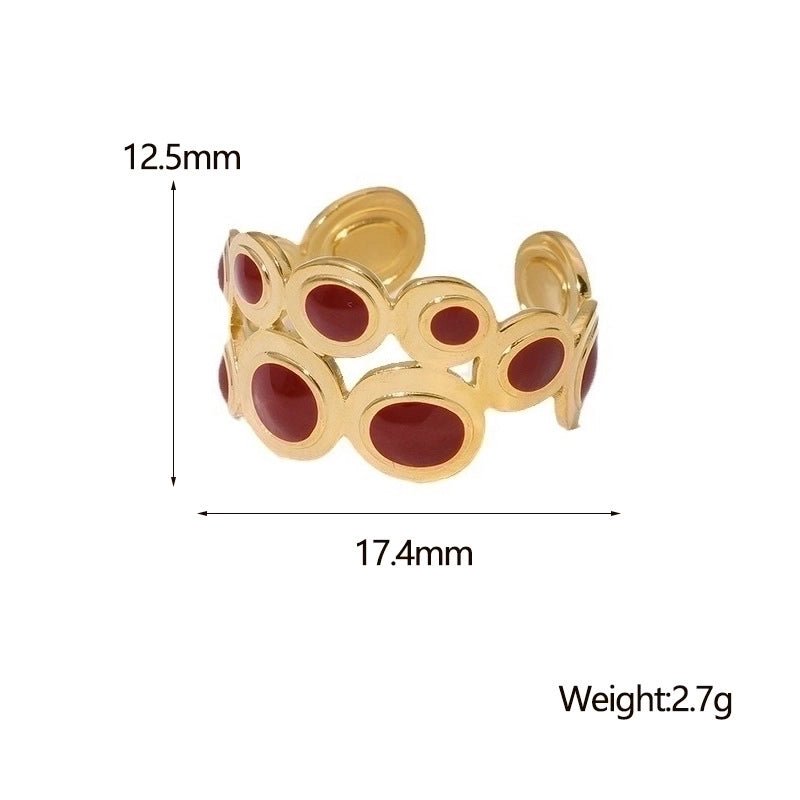 Casual Minimalist Geometric 304 Stainless Steel Hollow Out Inlay Open Rings