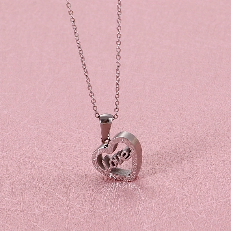 Romantic Letter Heart Shape Titanium Steel Plating Rose Gold Plated Gold Plated Pendant Necklace