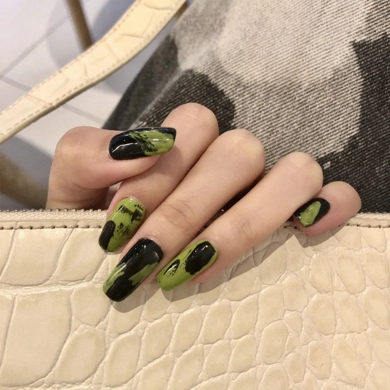 24PCS Rose Pink Color Changing Fake Nails Art Tips Press On False Detachable Full Cover Artificial Nail Art DIY Manicure No Glue-Nail Inspo