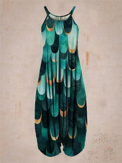Women's Geometric Pattern Print Sleeveless Harem Jumpsuit