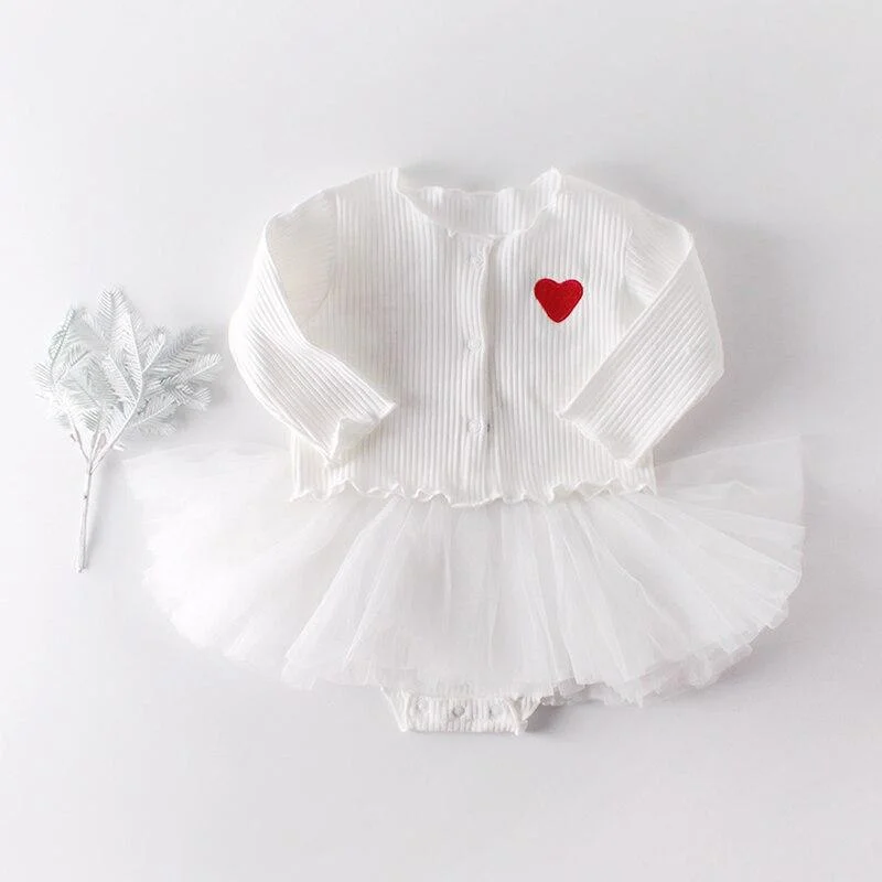 0-2Yrs Brand Baby Girl Clothes 2020 Spring Infant Multi-layer Screen Vest Skirt + Love Embroidered Jacket Girl Baby Gift