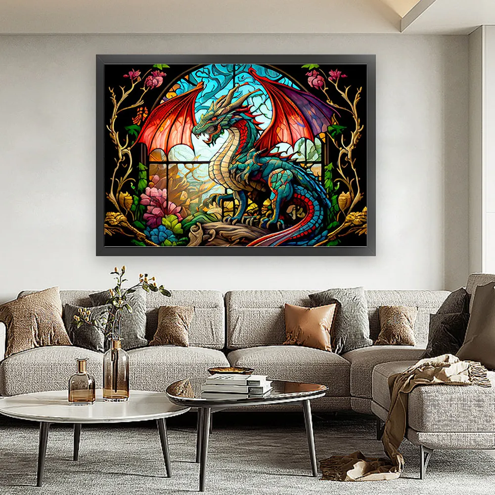 11CT Full Counted Cross Stitch - Stained Glass Pterodactyl(Canvas|65*45cm)