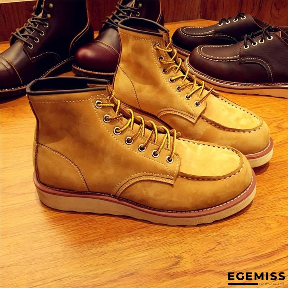 Vintage Men Boots Lace-Up Genuine Leather Boots Wing Men Handmade Work Travel Wedding Ankle Boots Casual Boots | EGEMISS