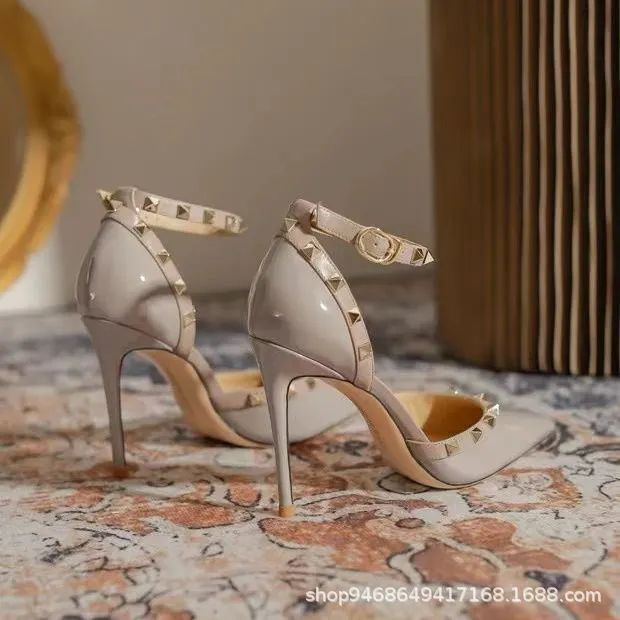 Breakj Breakj Bag Head Sandals Women's Summer 2025 New Design Sense Of Niche 8Cm Word Buckle With High Heels Women's Thin Heel