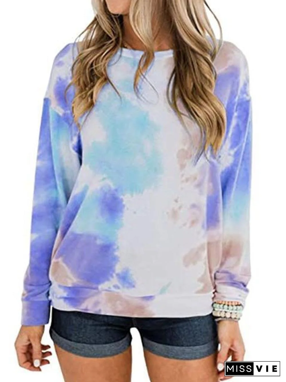 Casual Tie-dye Print Thick Sweater