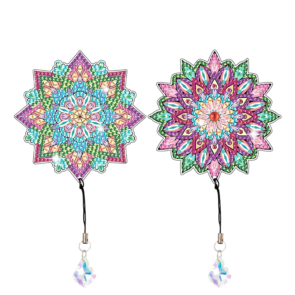 2Pcs 5D DIY Colorful Mandala Special Shape Diamond Painting Bookmark for Reading Day Gift