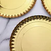 10 Pack | Round Heavy Duty Paper Charger Plates, Scallop Rim 13" Gold, Disposable Serving Trays - 1100 GSM