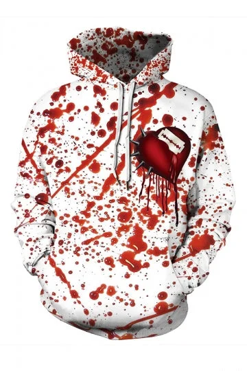 Plus Size Halloween Broken Heart Blood Splatter Hoodie-elleschic
