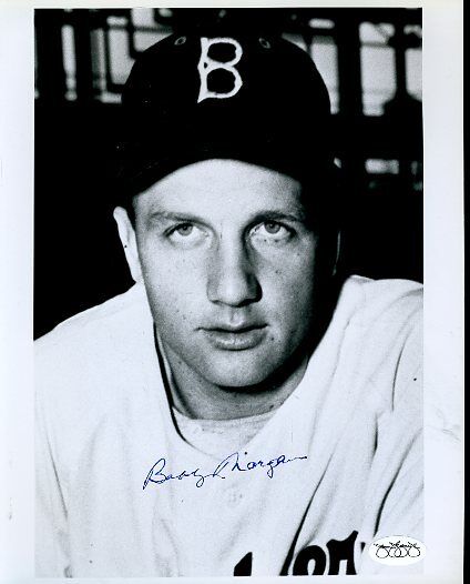 Bobby Morgan Brooklyn Dodgers Signed Jsa Sticker 8x10 Photo Poster painting Authentic Autograph