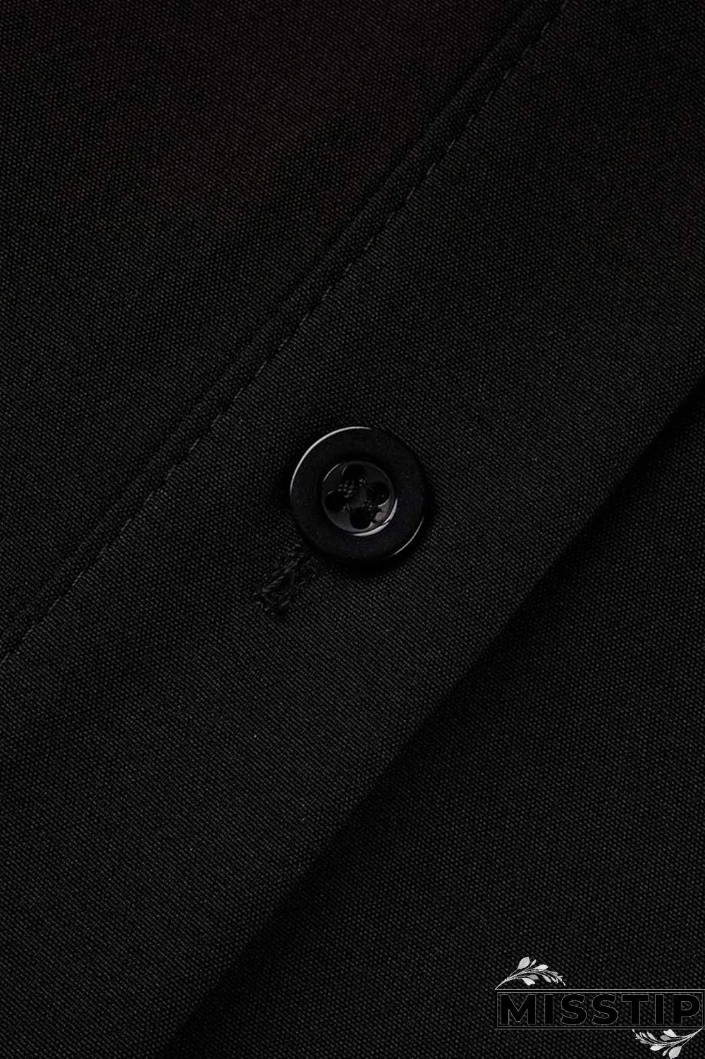 Black Casual Solid Patchwork Buckle Turndown Collar A Line Dresses