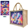 DIY Diamond Painting Linen Waterproof Handbag Shopping Storage Bag Totes Kit(with 2pcs diamond painting)