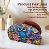 (US Local)DIY Gem Owl Design Wooden Diamond Painting Makeup Brush Storage Box Organizer