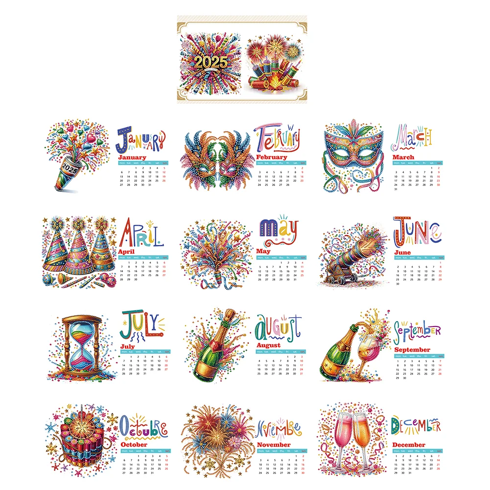 2025 Special Shape Firework Diamond Painting Desk Calendar for Home Office