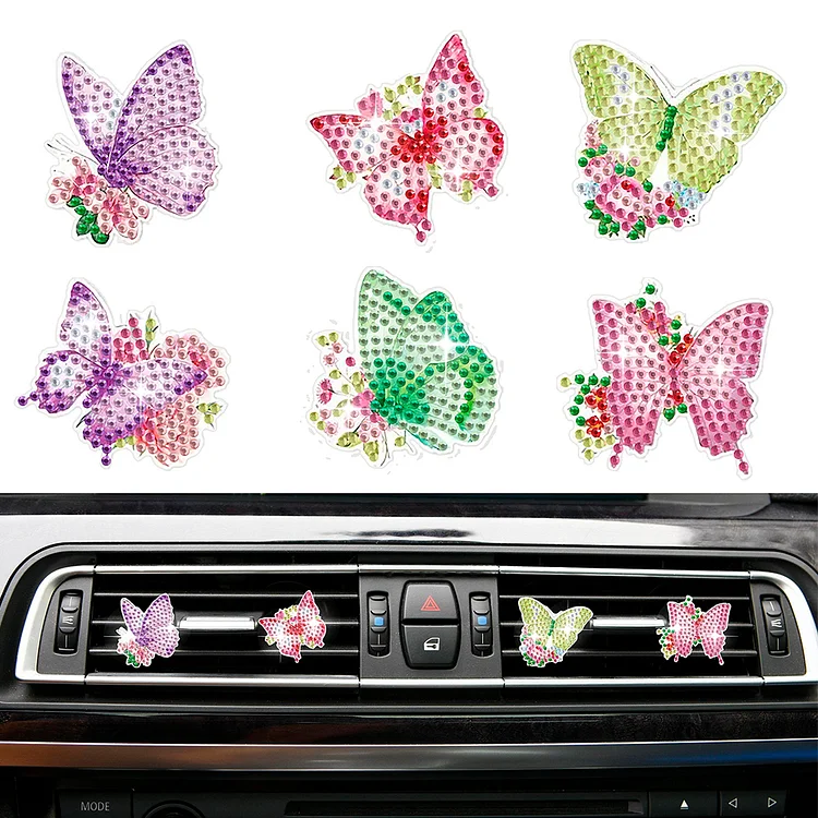 6Pcs Diamond Painting Car Air Vent Clips Car Decor for Women Girls (Butterfly) gbfke