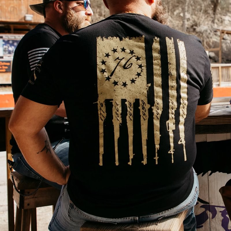 Casual Printed Flag Graphic Short Sleeve T-Shirt