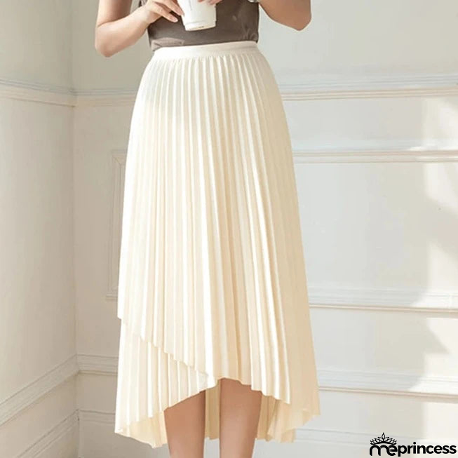 Women's Polyester High Waist Pleated Pattern Casual Wear Skirts