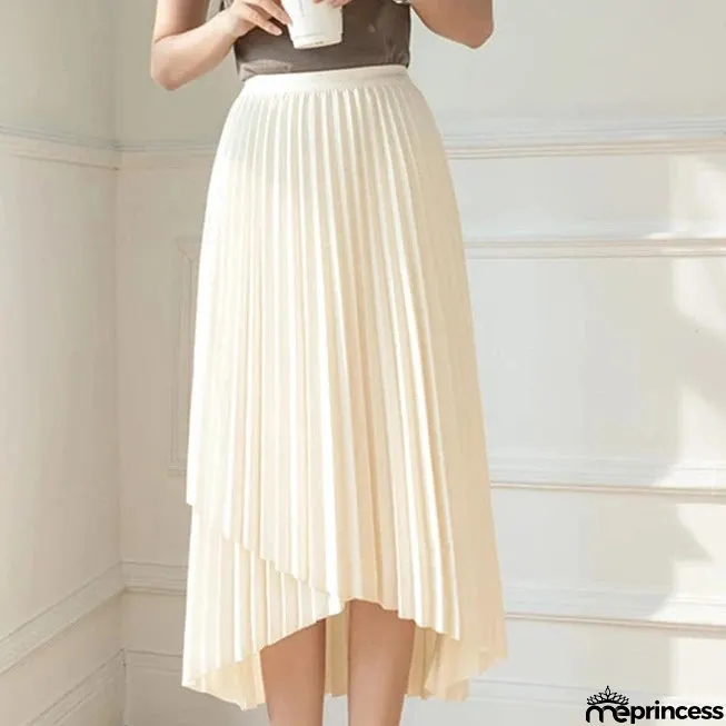 Women's Polyester High Waist Pleated Pattern Casual Wear Skirts