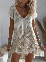 Bohemian Rose Layered Vintage Short Skirt