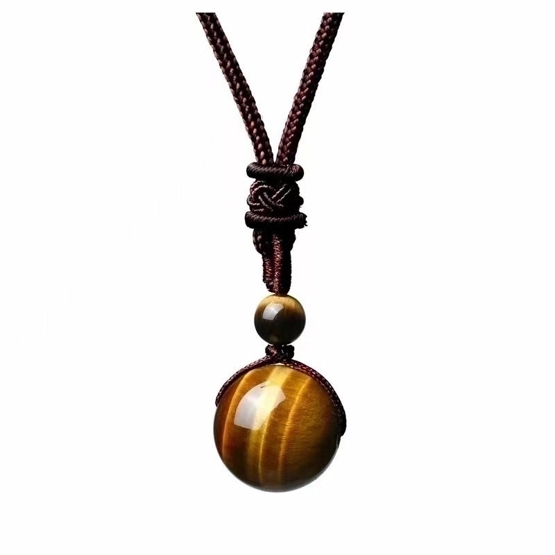 Retro Classic Style Color Block Natural Stone Knitting Unisex Pendant Necklace