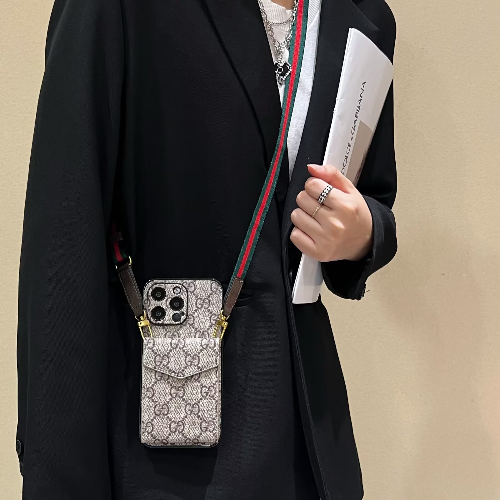 Elegant LV crossbody monogram canvas wallet Gucci Ophidia GG Apple iPhone case