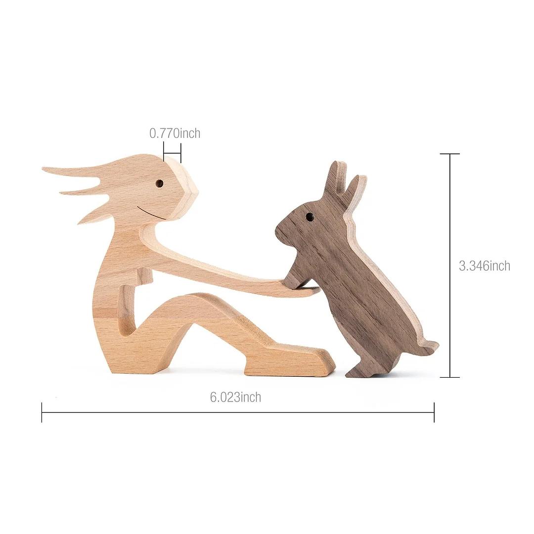 Puppy Family Wood Dog Carving Ornaments Decoration Home Decor Figurine Desktop Table Ornament Sculptures For Dog Pet Lover Gifts 515-1