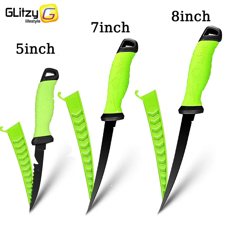 Professional Fillet Knife Stainless Steel Coated Blade Fishing Knife Boning Knife For Fishing and Meat Slicing Easy Grip Handle