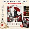 (PDF Pattern)Woman with Red Umbrella under Eiffel Tower 11CT PDF Cross Stitch Pattern Instant Digital Download Counted Printable 15.75x21.65inch tapestrymarket