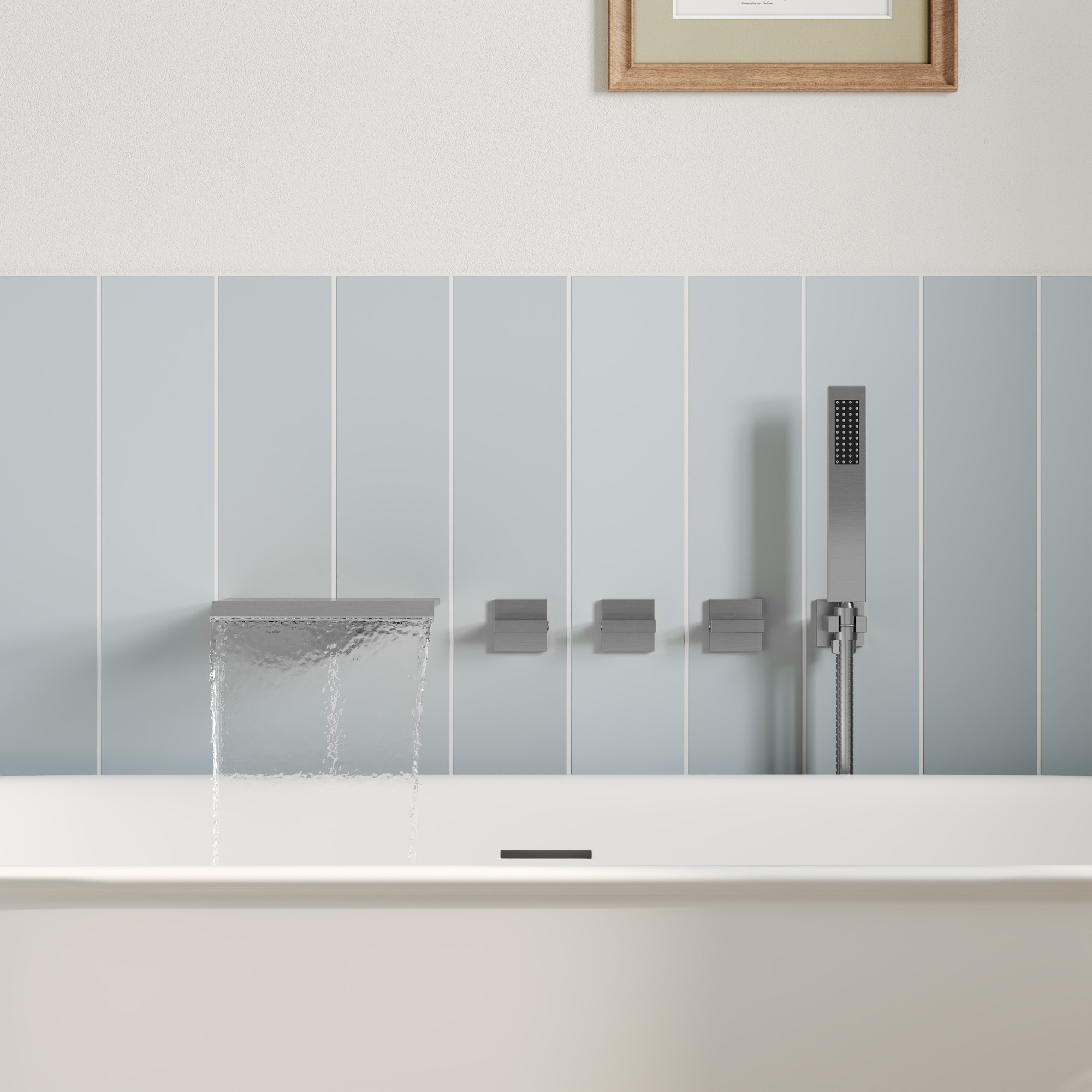 ClassicRain Wide Waterfall Triple Handle 2-Spray Tub and Shower Faucet 3.2 GPM in Brushed Nickel Valve Included