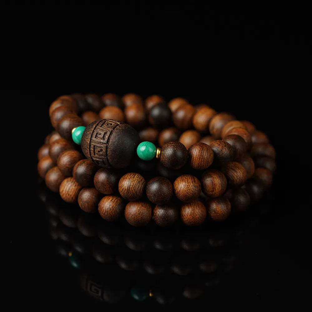 Vietnam Fusen Red Clay Sinking Grade Nha Trang Agarwood 8mm Beads Mala Bracelet