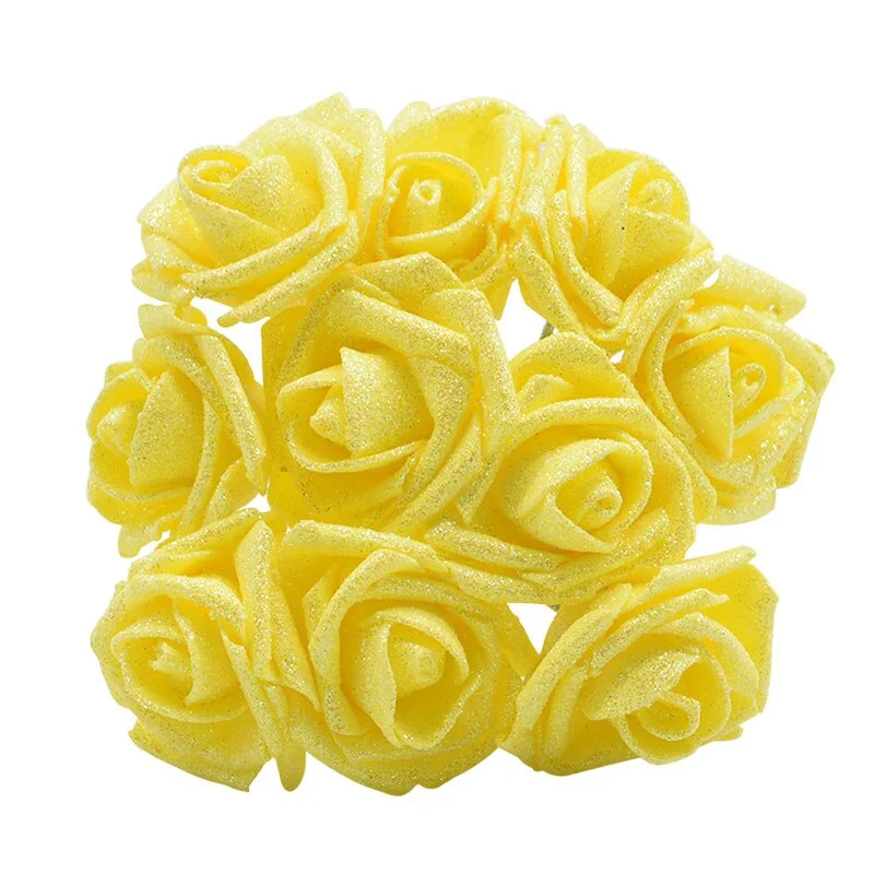 10Pcs Glitter Foam Rose Artificial Flowers Bouquet Wedding Decoration Flower Rose Home Decoration Flores Fake Rose Flower
