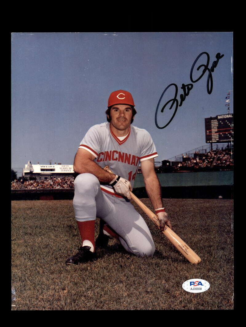 Pete Rose PSA DNA Coa Signed 8x10 Photo Poster painting Reds Autograph 3