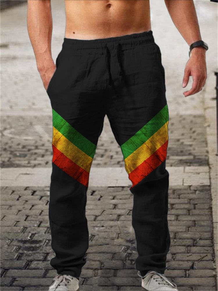 Men's Black Pride Rasta Striped Casual Pants