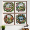 4pcs Four Seasons Scenery In Garland-14CT Stamped Cross Stitch Egyptian Cotton 40*40cm/15.75*15.75in tapestrymarket