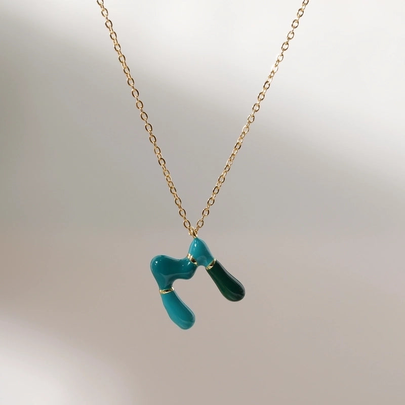 Copper 14K Gold Plated Chain Letter Pendant Necklace