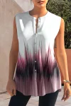 Plus Szie Ombre Print Button Up Tank Top