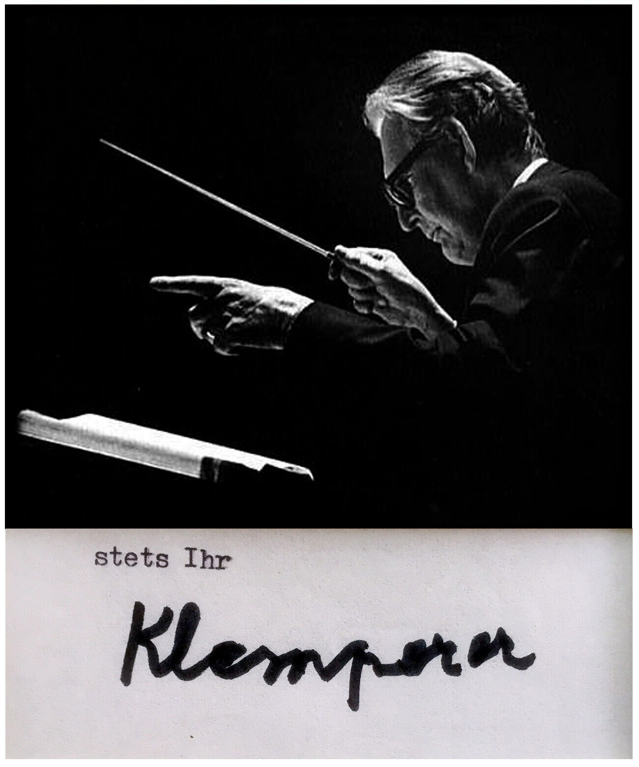 Conductor OTTO KLEMPERER Hand SIGNED AUTOGRAPH + Photo Poster painting + DECORATIVE MAT Jewish